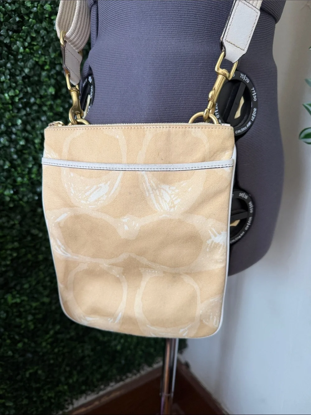 Coach Beige/Yellow Patent Signature Crossbody Bag